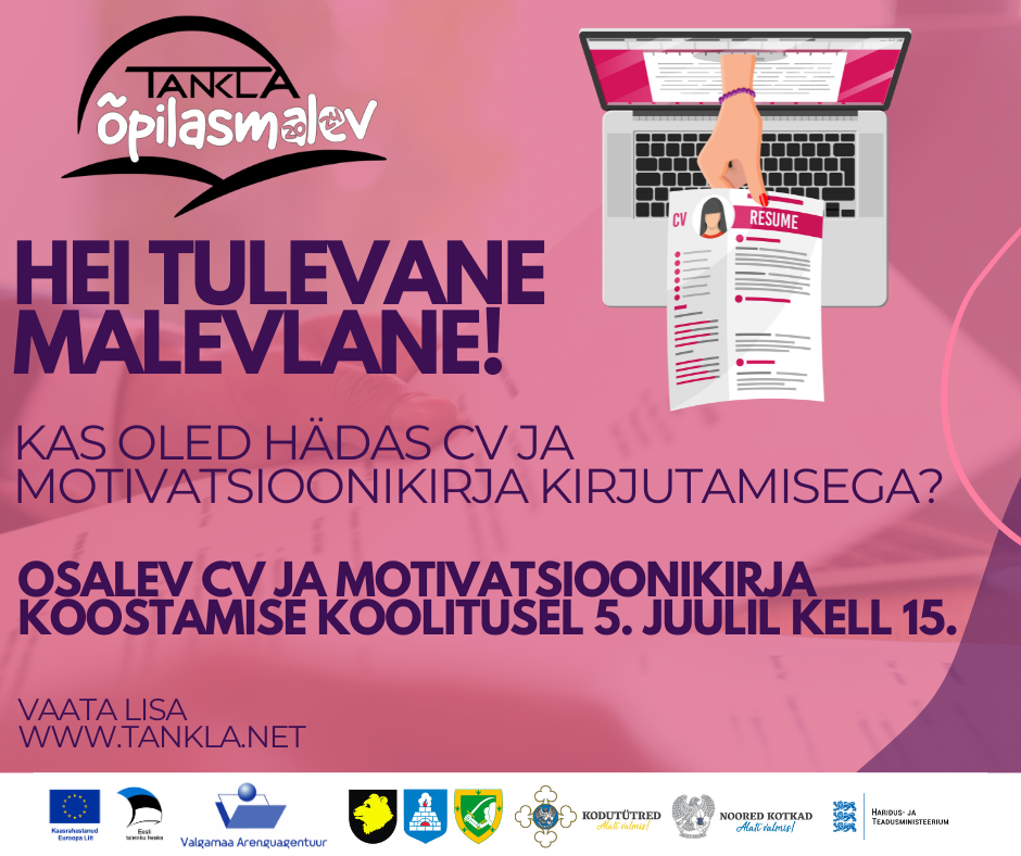 Motivatsioonikirja ja CV koostamise veebikoolitus malevanoortele!