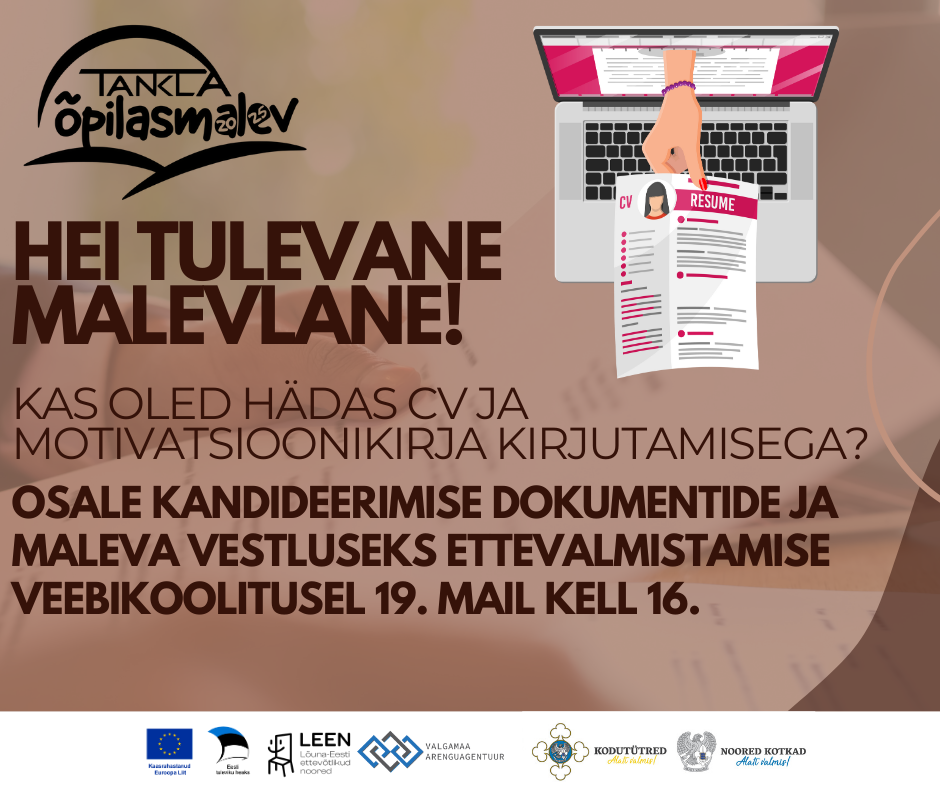 Kandideerimise dokumentide ja maleva vestluseks ettevalmistamise veebikoolitus