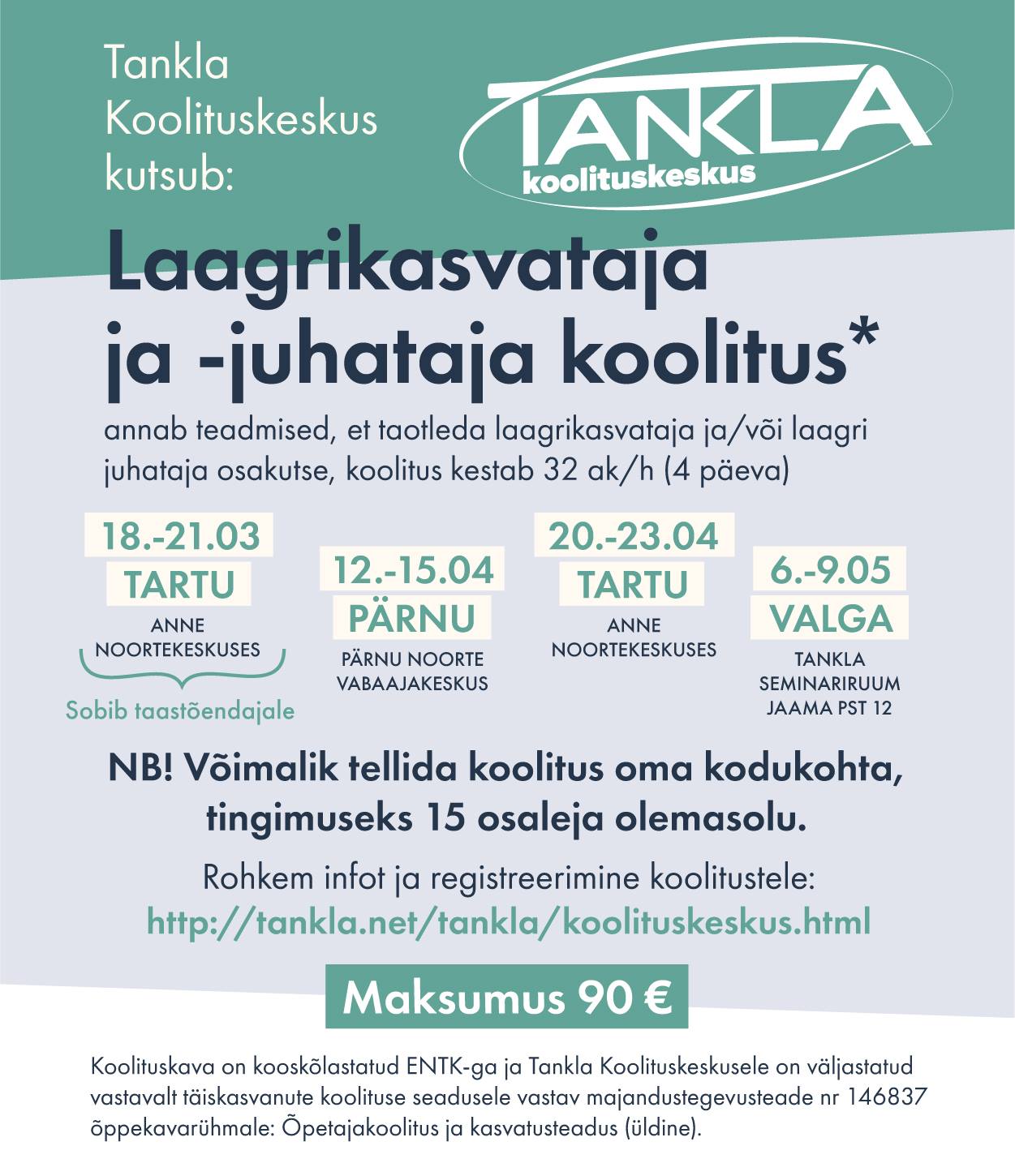 Kasvatajakoolitus 2019 teade